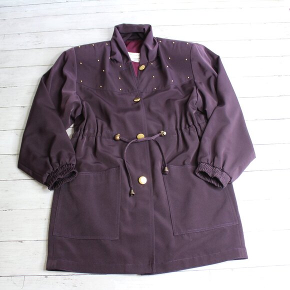 Leon James Vintage Women's Jacket Size S Petite Purple Studded Cinch Waist - Picture 1 of 7